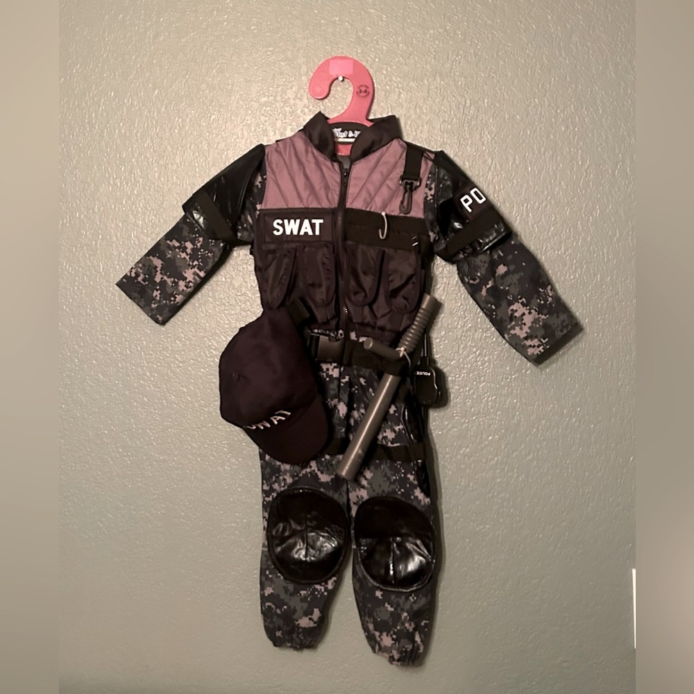 Children's SWAT Police Costume - Black and Purple